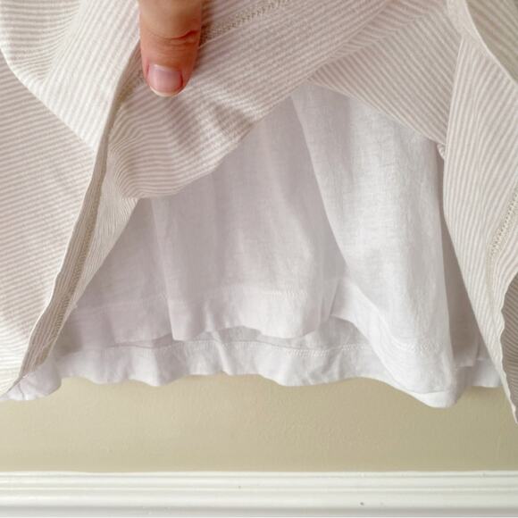 Vince | Men’s Double Layer Polo Shirt Pinstripes Short Sleeves Tan White XXL - Picture 5 of 8